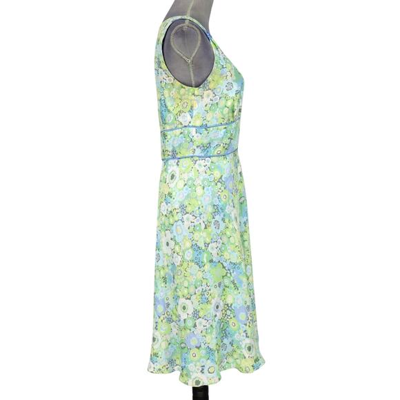 Sigrid Olsen Dress Womens 6 Silk Blue Green Floral Lined Side Zip Sleeveless - Picture 5 of 13